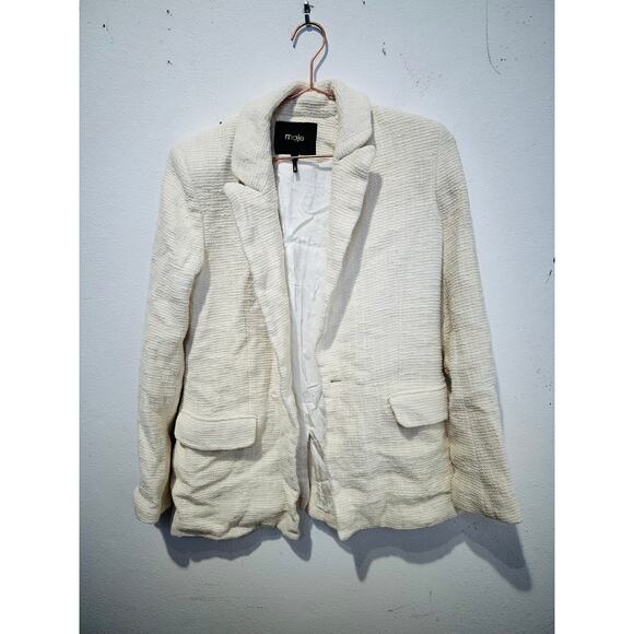 MAJE Off-White Tweed Creamy Oversized Vileno Blazer size 38 Flawed - Picture 3 of 16